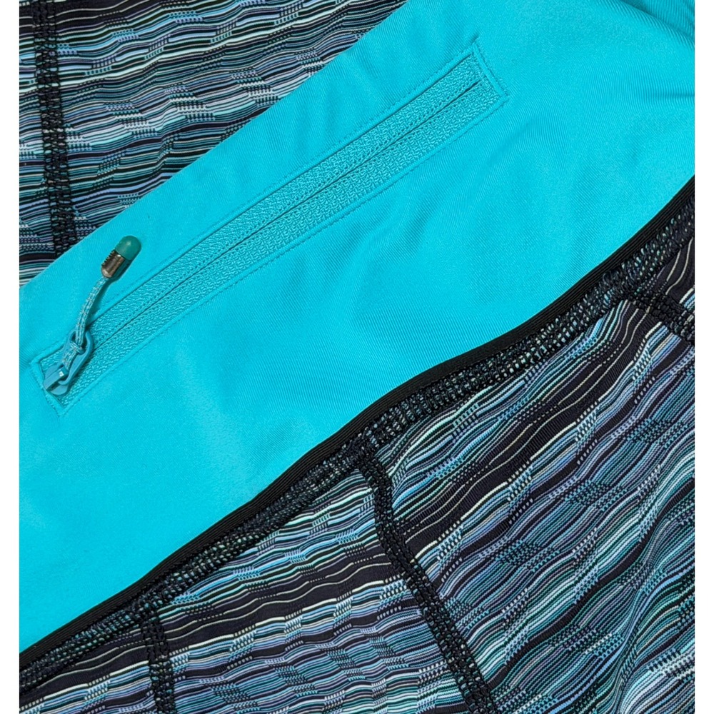 Lululemon Speed Up Crop Leggings Size 6 Blue Space Dye Running Yoga Pockets - Picture 10 of 12